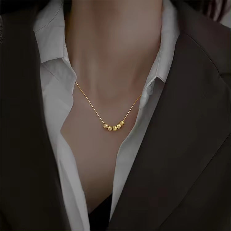 Fashion Jewelry Stainless Steel Gold Necklace Women High Quality 18K Gold Bead Ball Necklace