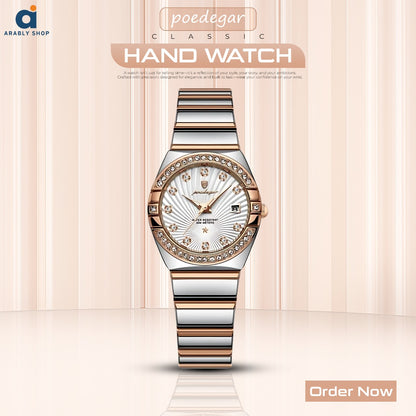 POEDAGAR 302 Rose Gold Steel Luxury & Beautiful Design Waterproof Luminous Ladies Watch