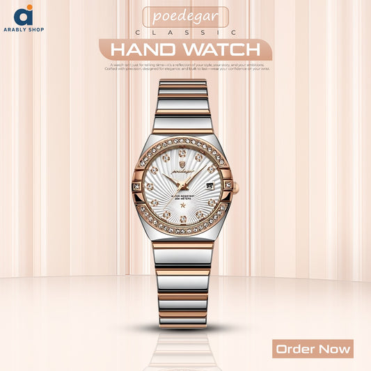 POEDAGAR 302 Rose Gold Steel Luxury & Beautiful Design Waterproof Luminous Ladies Watch