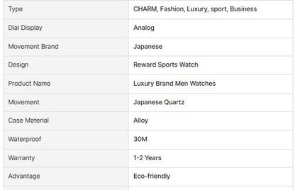 REWARD VIP 81011 Business for Men's Watch Waterproof 30MT