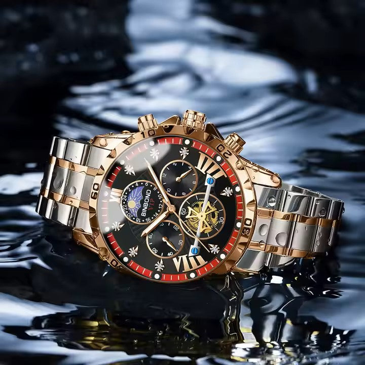 BINBOND And DEDIMA Men's Fashion Watches Stainless Steel Quartz Watch for Men High Quality Luxury Waterproof Luminous Date Men Wristwatch