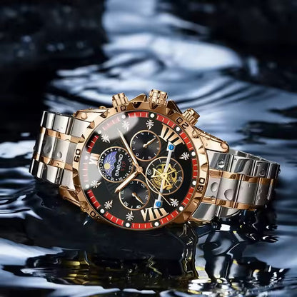 BINBOND And DEDIMA Men's Fashion Watches Stainless Steel Quartz Watch for Men High Quality Luxury Waterproof Luminous Date Men Wristwatch