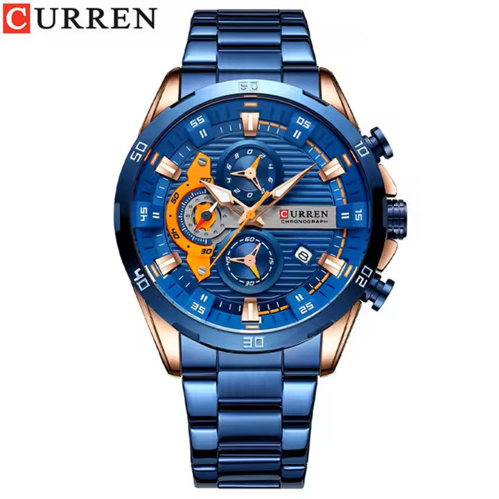 CURREN 8402 Fashion Casual Luxury Stainless Steel Strap Original Wristwatch for Man