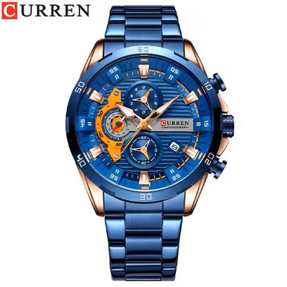 CURREN 8402 Fashion Casual Luxury Stainless Steel Strap Original Wristwatch for Man