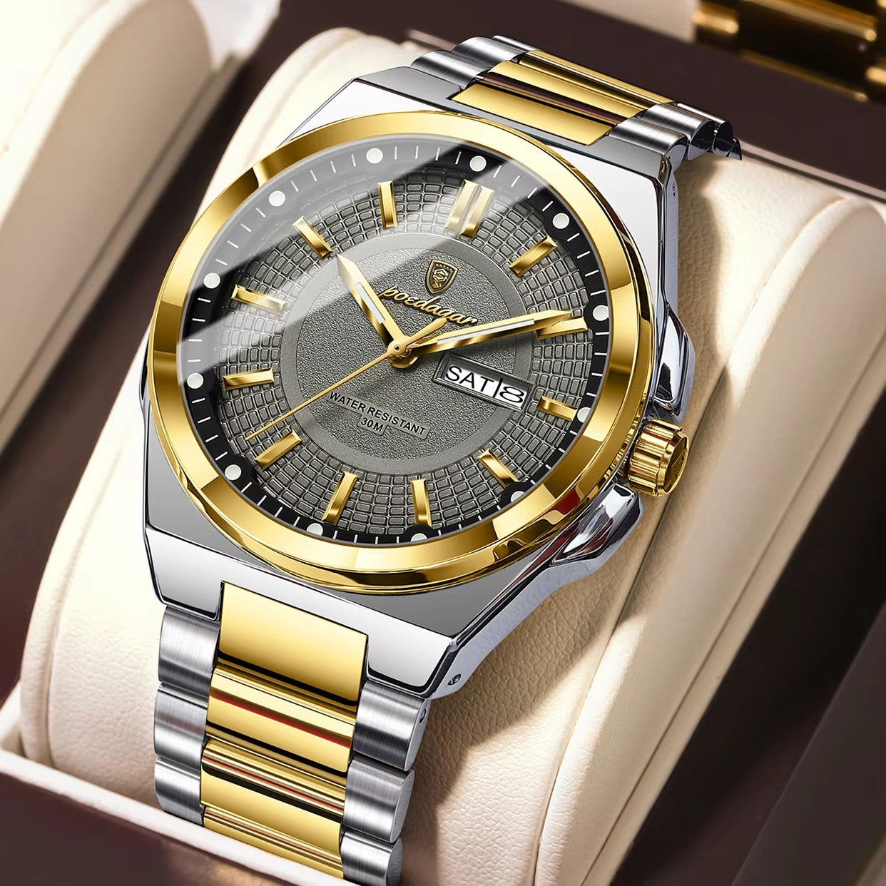 POEDAGAR 896 New Luxury & Business Waterproof Stainless Steel Luminous Watch For Men's