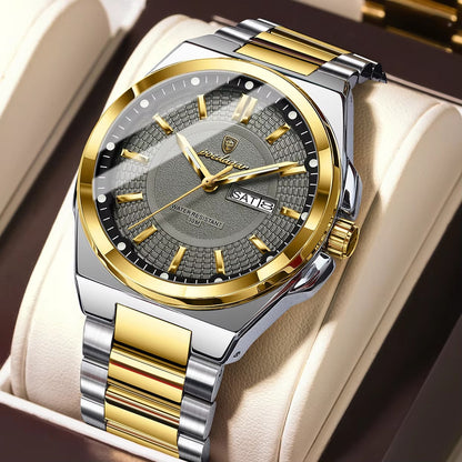 POEDAGAR 896 New Luxury & Business Waterproof Stainless Steel Luminous Watch For Men's