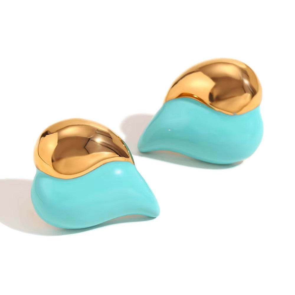 Dream show Summer 2025 Y2K Jewelry Colorful Enamel Heart Jewelry Gold Plated Earrings Stainless Steel Gift Ideas