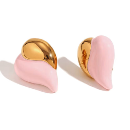 Dream show Summer 2025 Y2K Jewelry Colorful Enamel Heart Jewelry Gold Plated Earrings Stainless Steel Gift Ideas