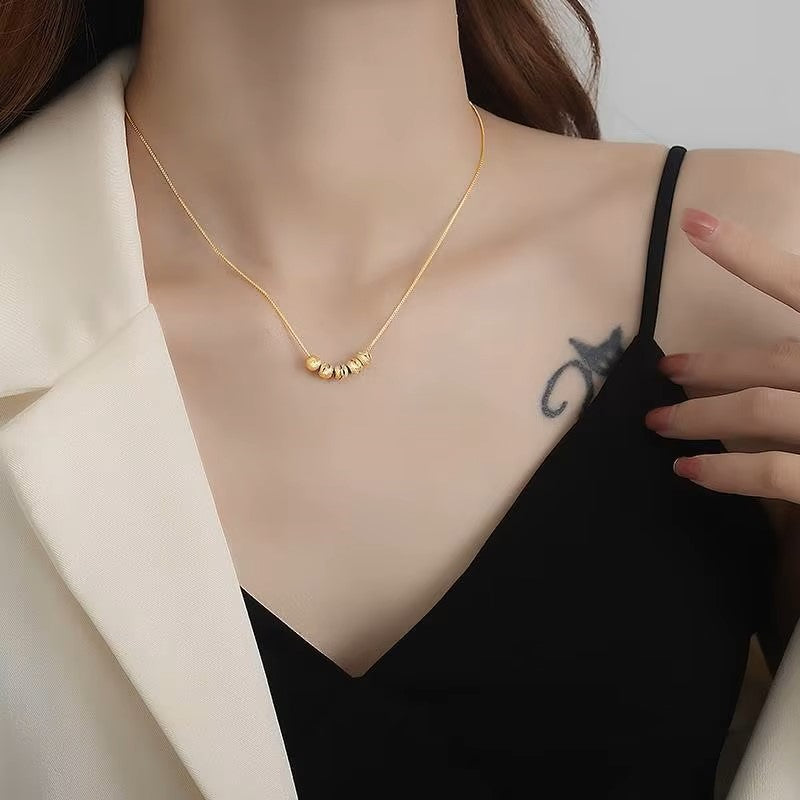 Fashion Jewelry Stainless Steel Gold Necklace Women High Quality 18K Gold Bead Ball Necklace
