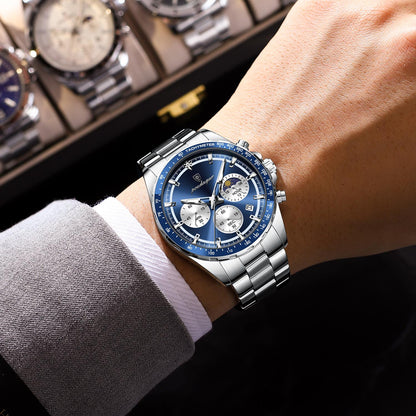 POEDAGAR 879 New Waterproof Luminous Chronograph & Luxury Stainless Steel Watch for Men