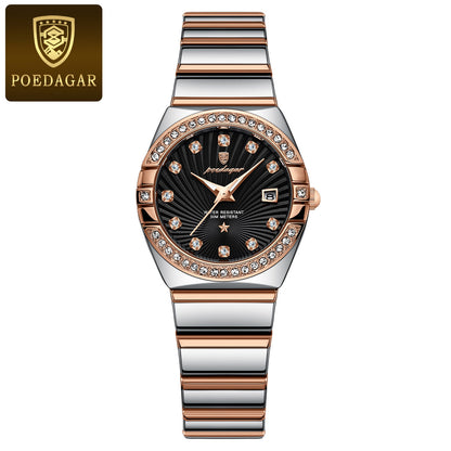 POEDAGAR 302 Rose Gold Steel Luxury & Beautiful Design Waterproof Luminous Ladies Watch