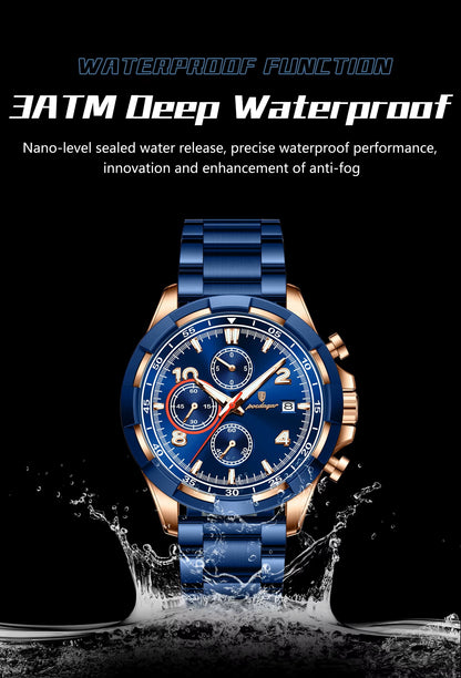 POEDAGAR 685 Luminous Water Resistant Stainless Steel Watches for Men