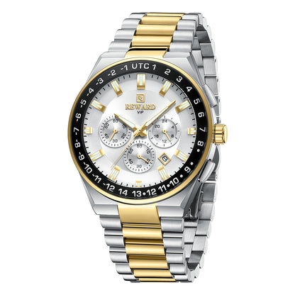 REWARD 813150 Elegant Men's Quartz Watch Steel Strap Waterproof Multifunction Business  Watch For Men's