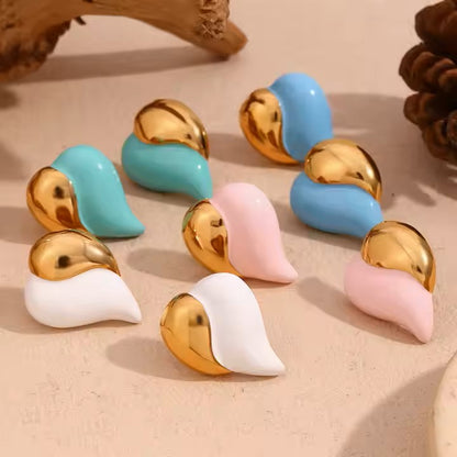 Dream show Summer 2025 Y2K Jewelry Colorful Enamel Heart Jewelry Gold Plated Earrings Stainless Steel Gift Ideas