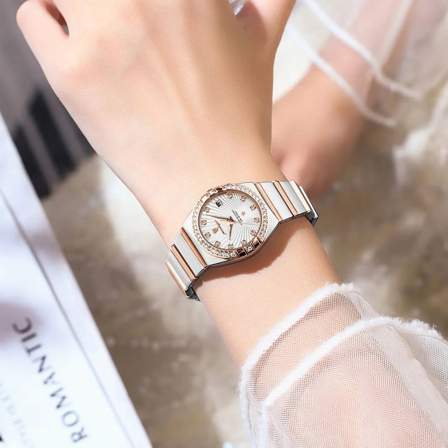 POEDAGAR 302 Rose Gold Steel Luxury & Beautiful Design Waterproof Luminous Ladies Watch