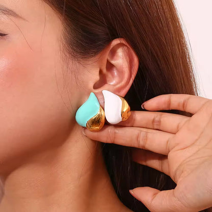 Dream show Summer 2025 Y2K Jewelry Colorful Enamel Heart Jewelry Gold Plated Earrings Stainless Steel Gift Ideas