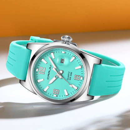 CRRJU Kajun 5027 Men's Women's Waterproof Quartz Movement Dial Alloy Silicone