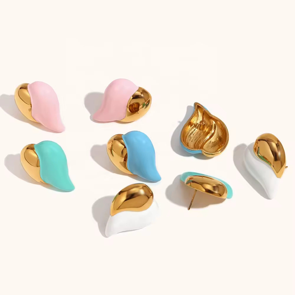 Dream show Summer 2025 Y2K Jewelry Colorful Enamel Heart Jewelry Gold Plated Earrings Stainless Steel Gift Ideas