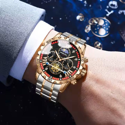 BINBOND And DEDIMA Men's Fashion Watches Stainless Steel Quartz Watch for Men High Quality Luxury Waterproof Luminous Date Men Wristwatch