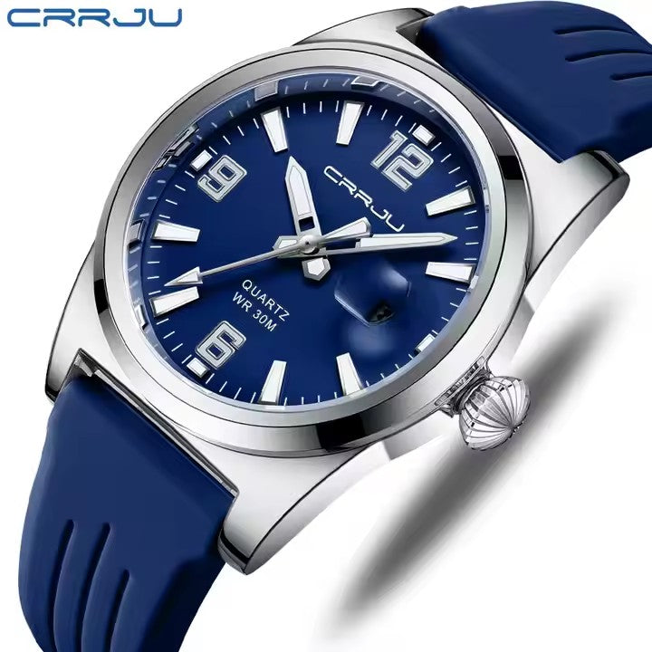 CRRJU Kajun 5027 Men's Women's Waterproof Quartz Movement Dial Alloy Silicone