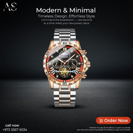 BINBOND And DEDIMA Men's Fashion Watches Stainless Steel Quartz Watch for Men High Quality Luxury Waterproof Luminous Date Men Wristwatch