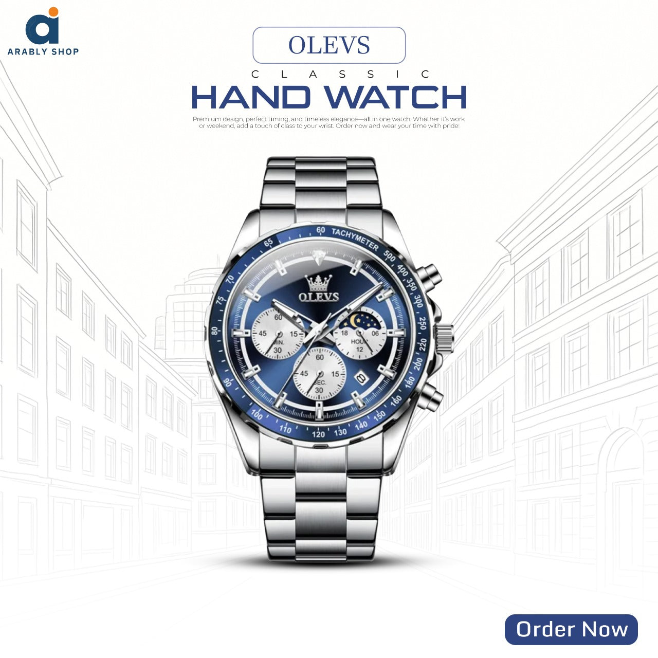 OLEVS 2945 Luxury & Hight Quality Quartz Calendar Waterproof Stainless Steel Watch For Men's