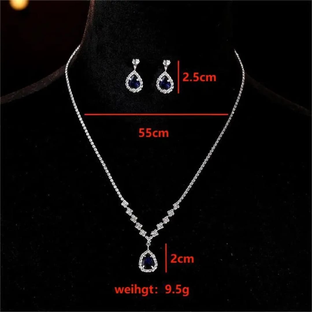 Dubai Party Diamond Water Drop Necklace Set Wedding Bridal Jewelry Set Earring