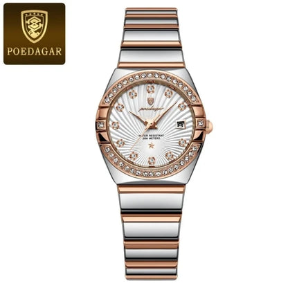 POEDAGAR 302 Rose Gold Steel Luxury & Beautiful Design Waterproof Luminous Ladies Watch