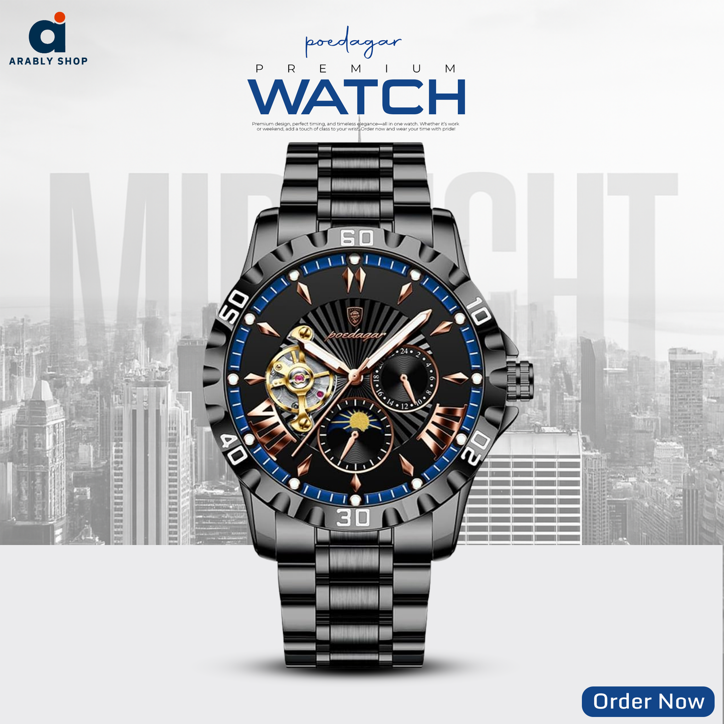 POEDAGAR 1415 Luxury Men Hollow Out Tourbillon Automatic Mechanical Waterproof Luminous Stainless Steel Watches For Men's