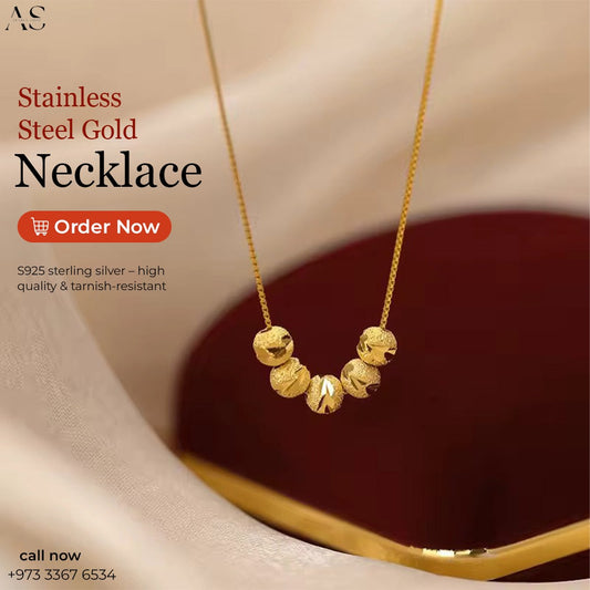 Fashion Jewelry Stainless Steel Gold Necklace Women High Quality 18K Gold Bead Ball Necklace