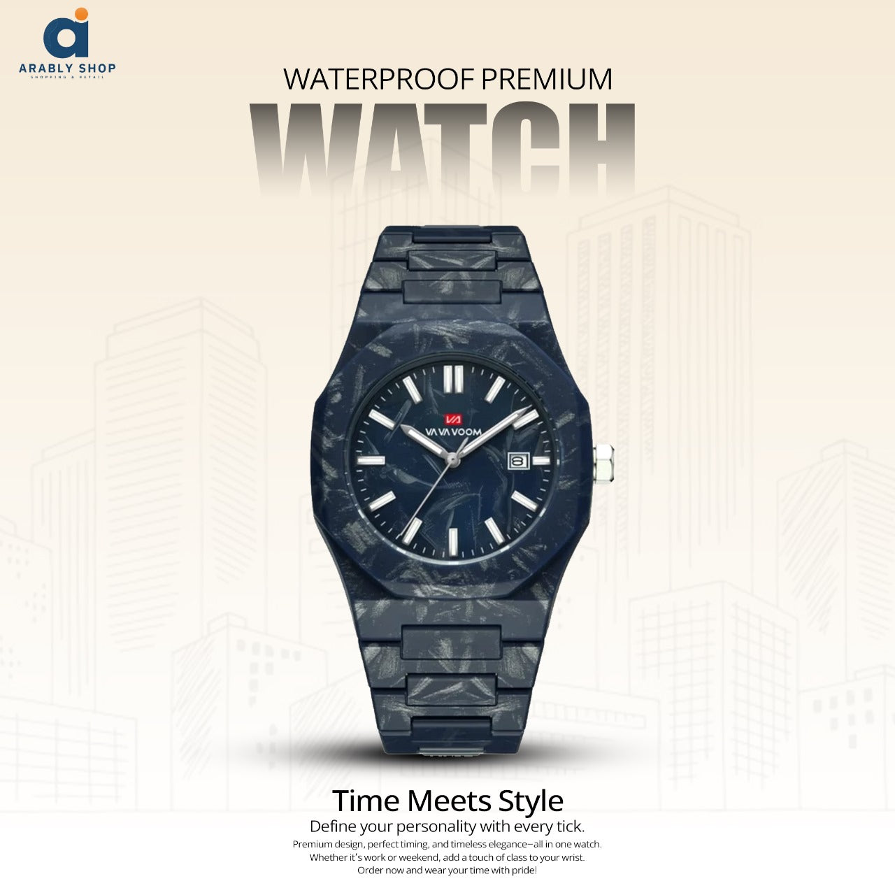 VA VA VOOM Premium Luxury Men's Wristwatch High Quality Quartz Waterproof